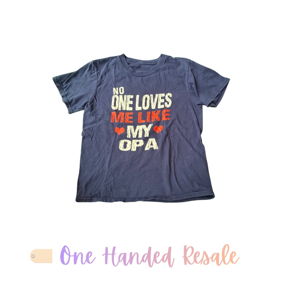❤️ Gildan Kids Navy Blue “No One Loves Me Like My Opa” Graphic Tee M